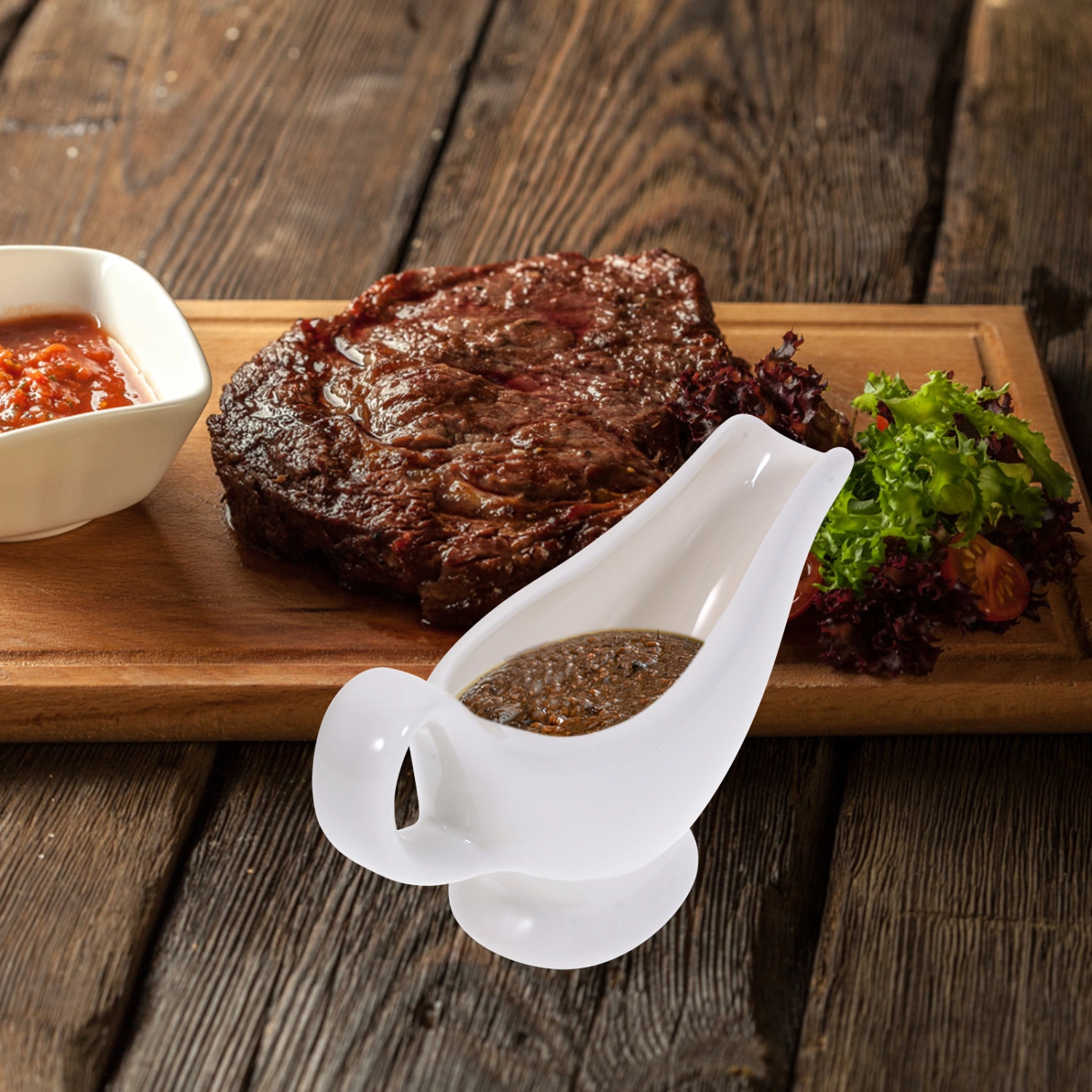 1pc Home Ceramic Gravy Boat Saucier Sauce Jug Seasoning Storage Container