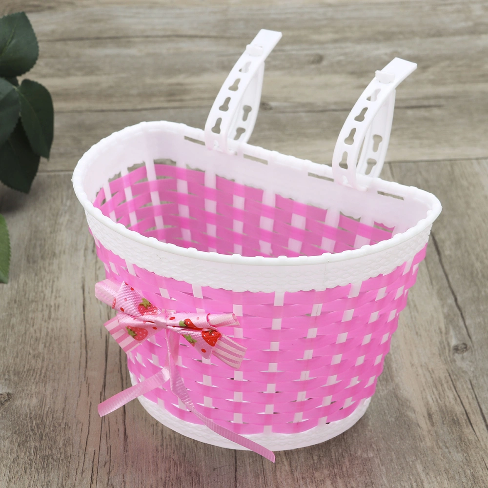 Love Bike Basket Outdoor Knitted Bowknot Front Basket For Children Girl - Size S(Pink)