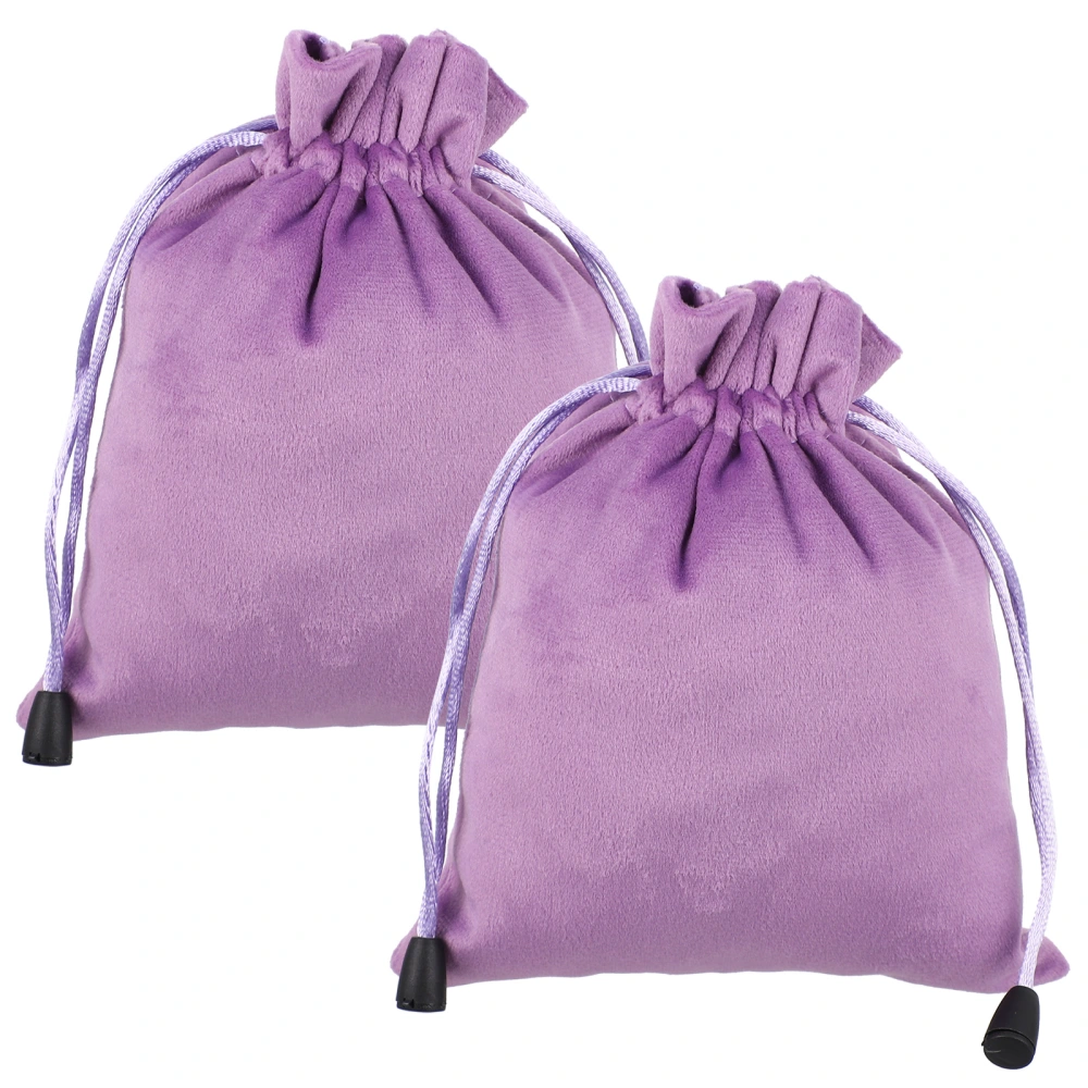 2pcs Smooth Flannel Jewelry Bag Drawstring Storage Gift Bag Cosmetics Pouch