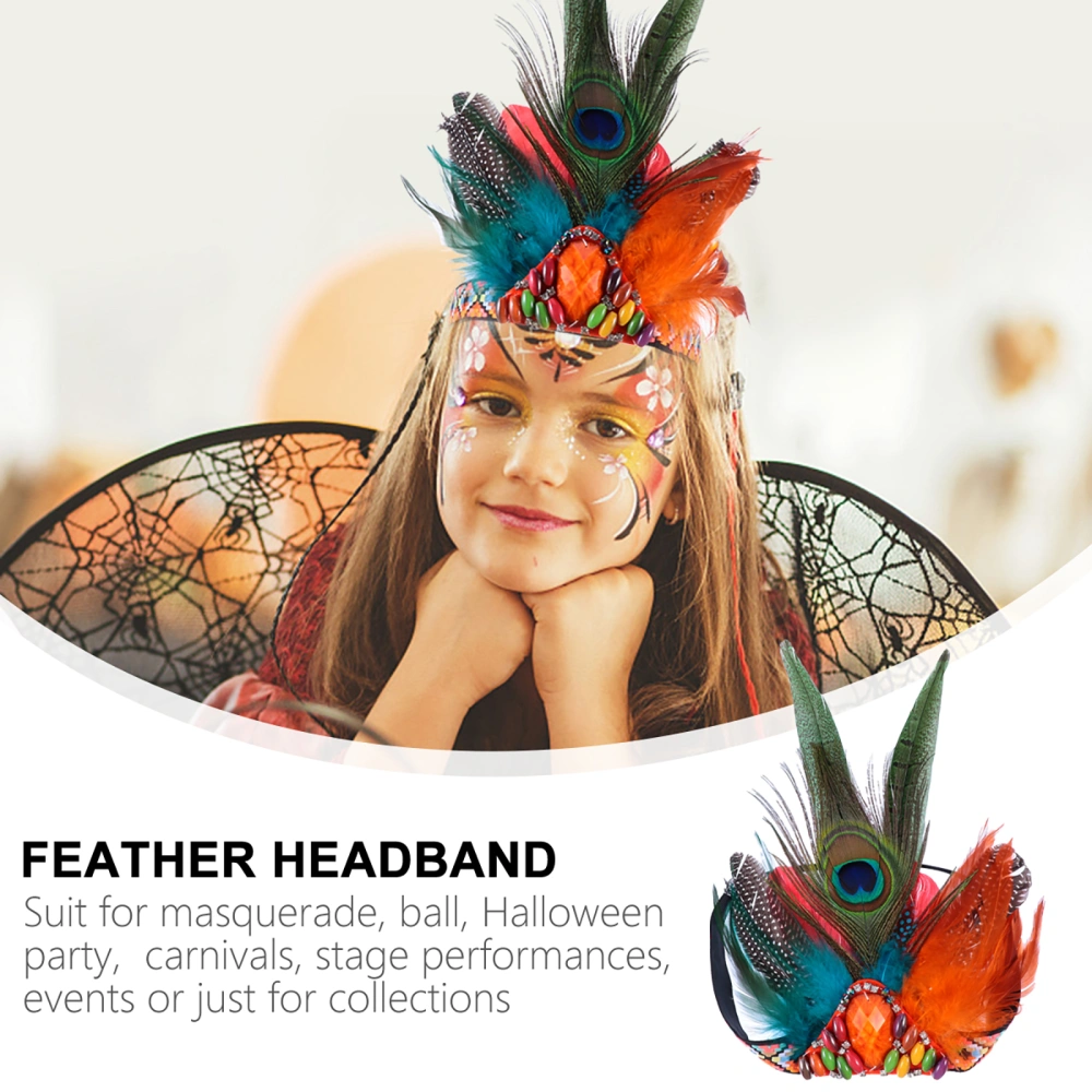 Feather Headdress Feather Headband Colorful Hair Party Cosplay Headdress