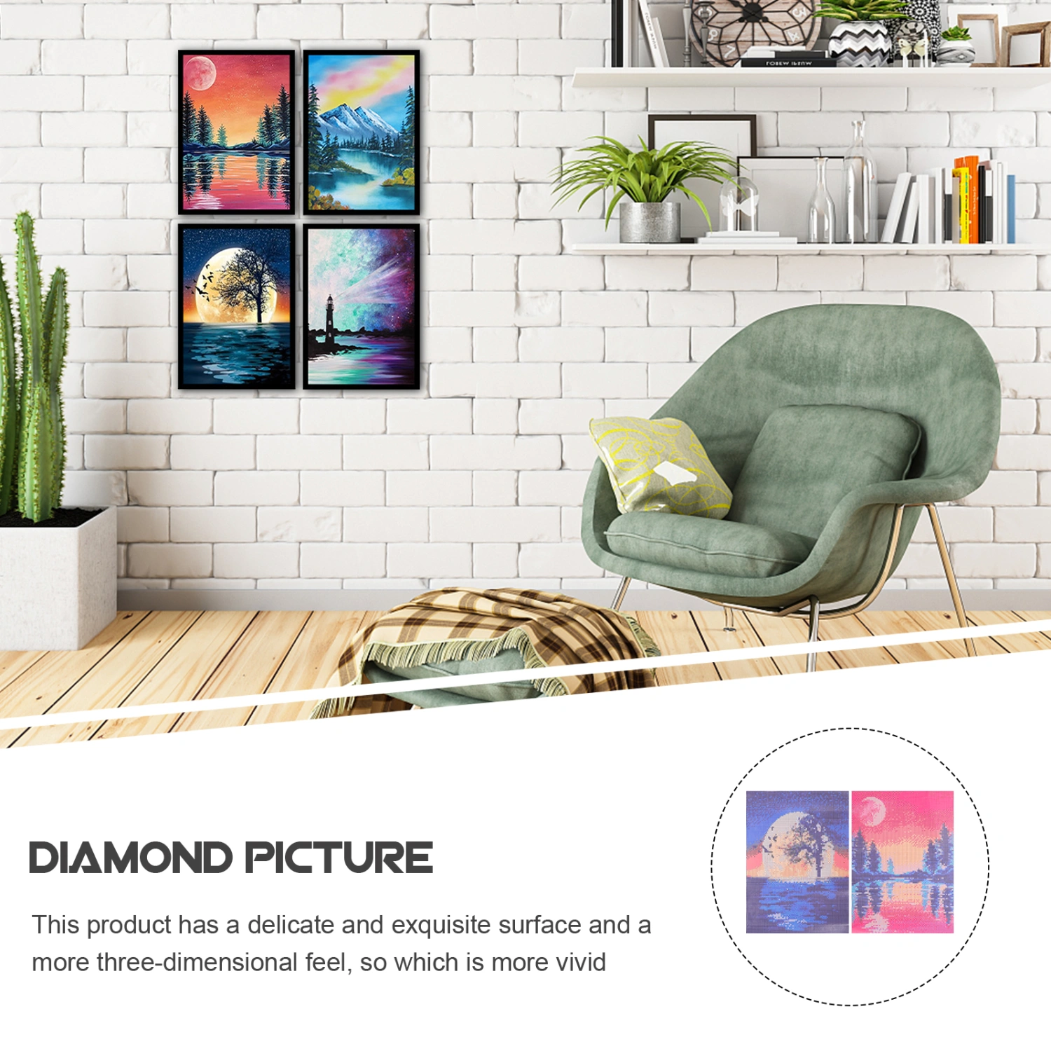 2 Sets DIY 5D Diamond Paint Craft Embroidery Picture Art Craft for Home Wall Decor