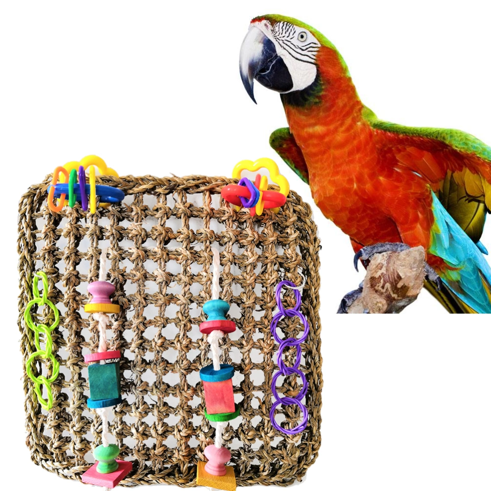 Natural Straw Pet Hammock Climbing Net Hanging Net for Parrot Squirrel Pet Supplies (Random Color)