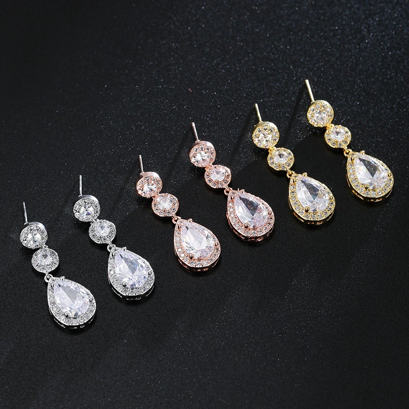 Super Flash AAA Zircon With Diamond Water Drop Earrings