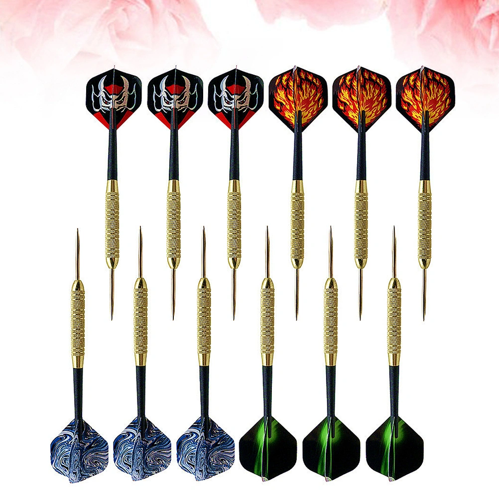 12pcs Pin Type Darts with Frosted Glass Rod Flight Darts Dart Accessories for Playing (19g Colorful)