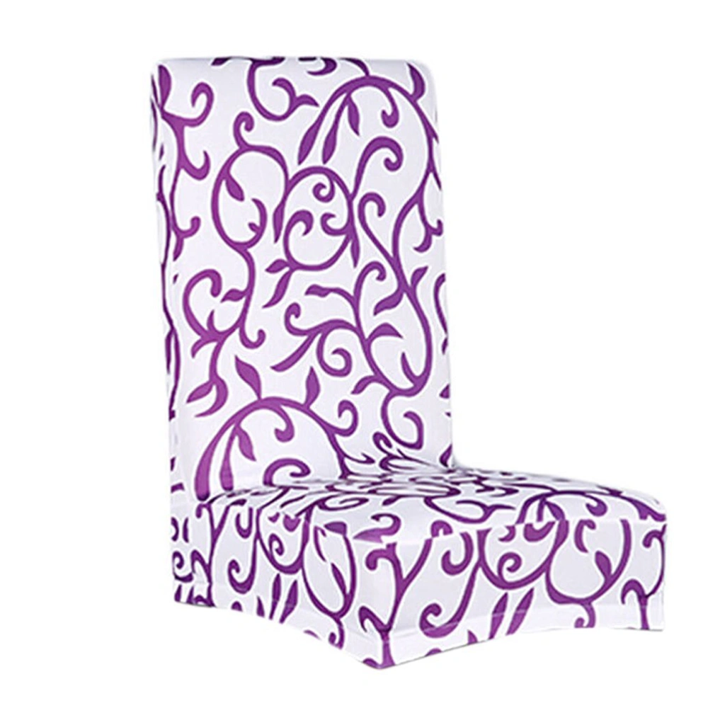 Super Fit Stretch Removable Washable Short Dining Seat Cover Protector Seat Slipcover for Hotel / Dining Room / Ceremony (Print White Purple)