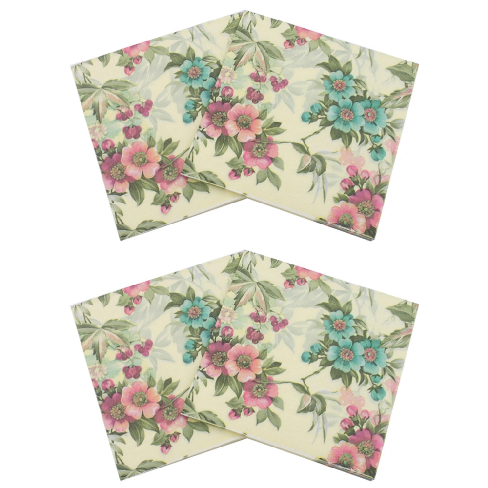 40pcs Flower Pattern Napkins Unique Paper Towel Facial Tissue Practical Napkin for Party Banquet Daily Use