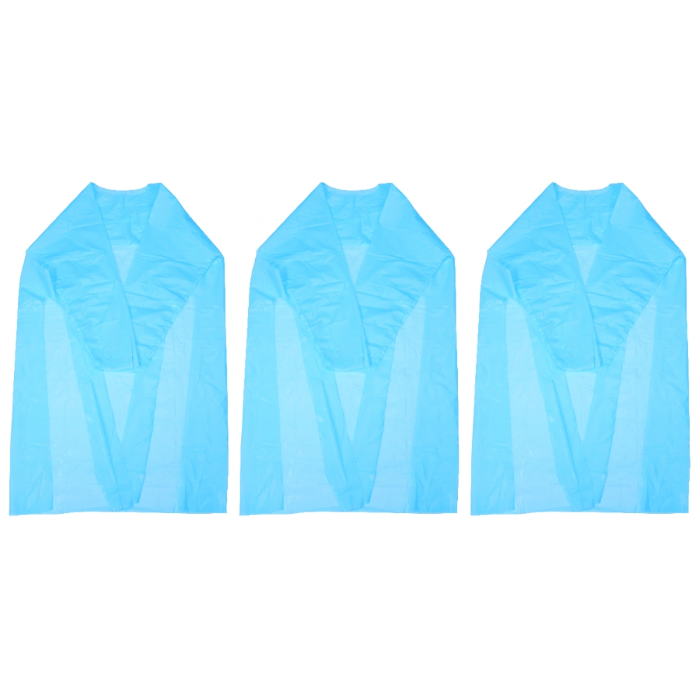 3Pcs CPE Plastic Cleaning Isolation Coat Plastic Overcoat for Barbershop Barbers Cloak Cosmetic Salon Cape Size XL (Blue)