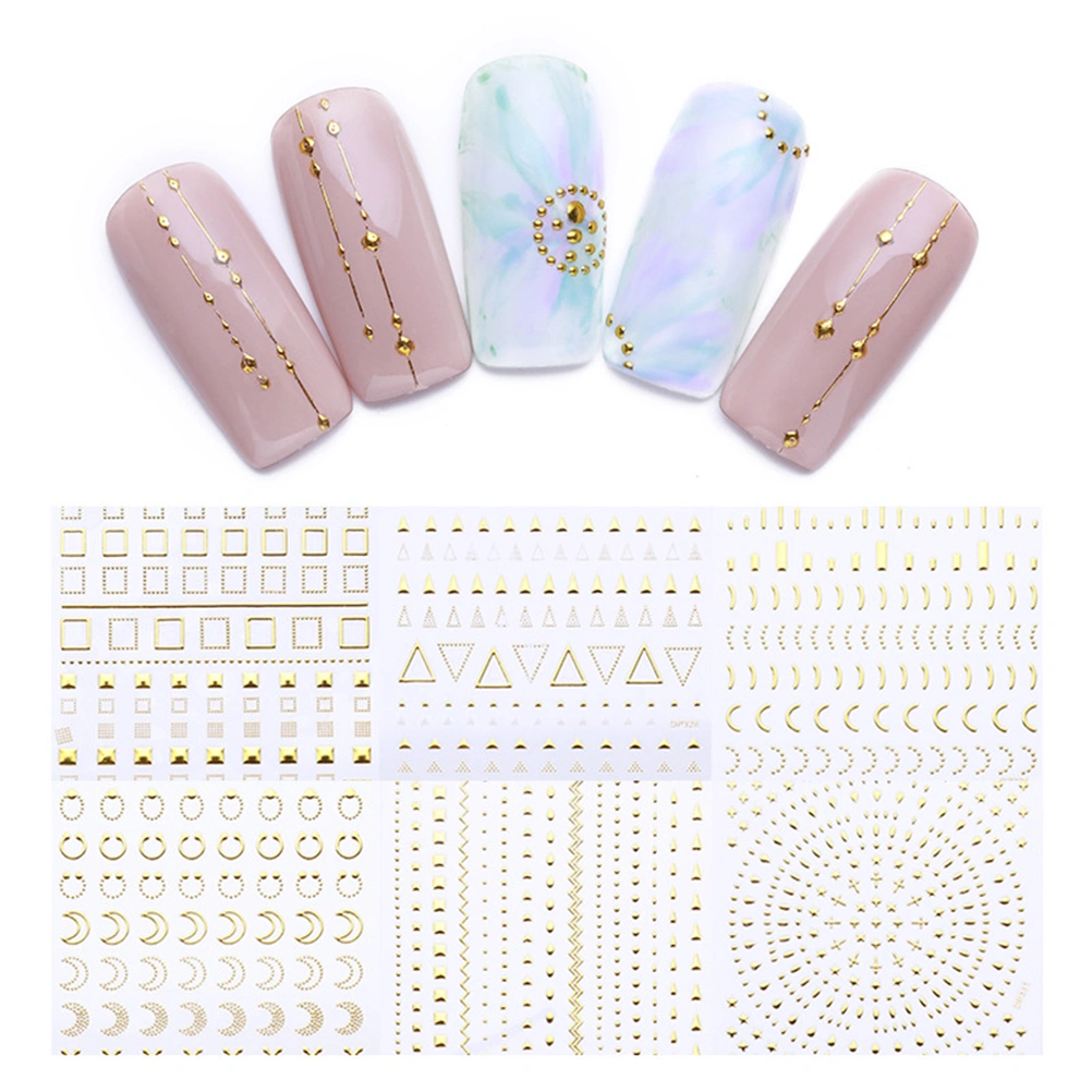 6 Sheets 3D Nail Art Stickers Nail Art Accessories Fashion DIY Manicures Decor Beautiful Nail Art Supplies for Women Ladies (Mixed Style)