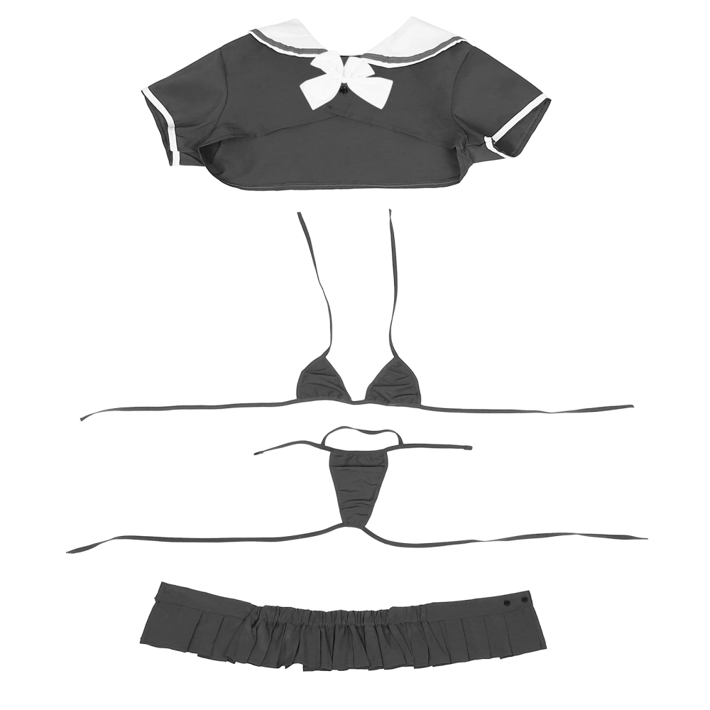 1 Set Japanese Schoolgirl Uniform Sexy Cosplay Bikini Underwear Shirt Set