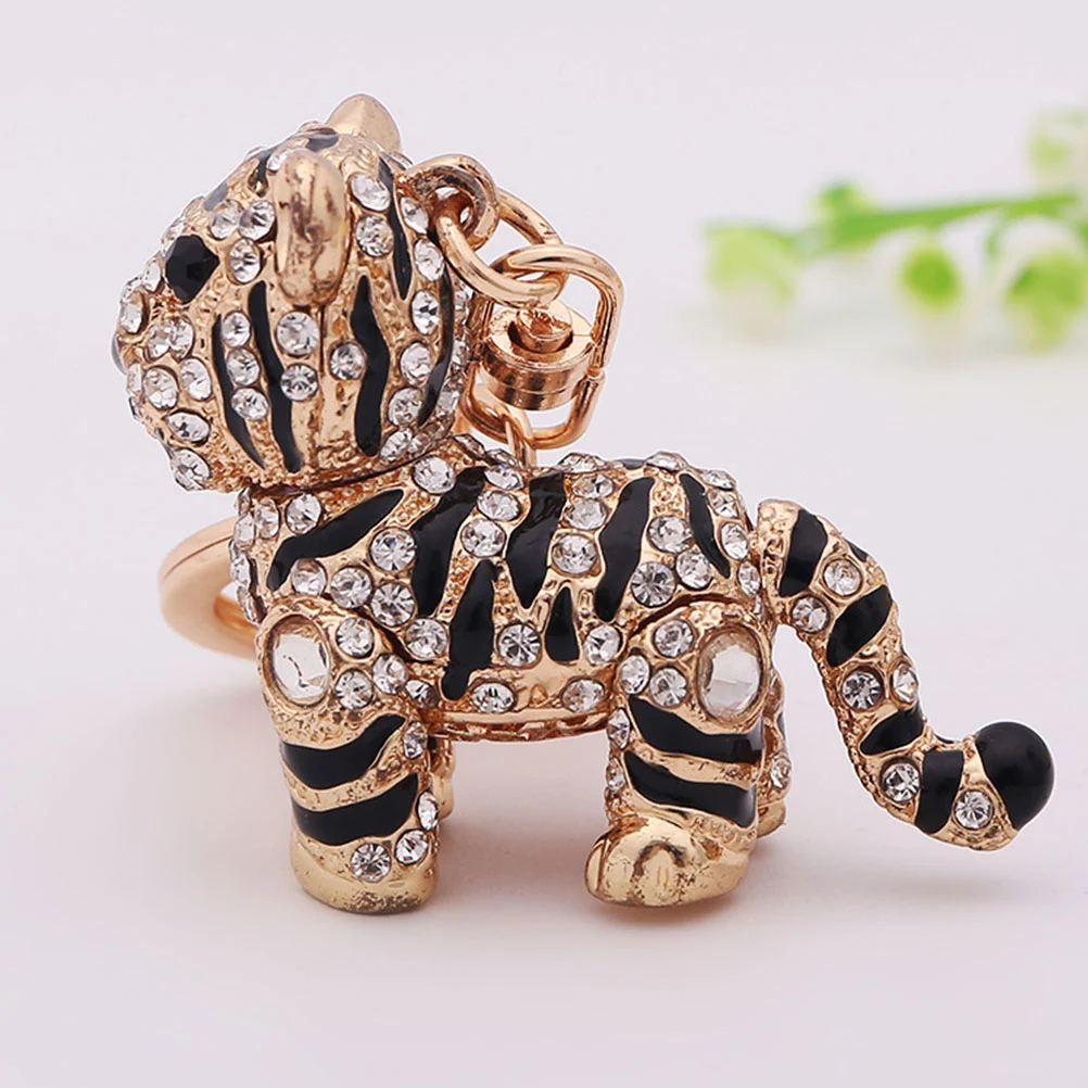 1pc Tiger Rhinestone Inlaid Keychain Purse Bag Buckle Handbag Pendant Car Key Chain
