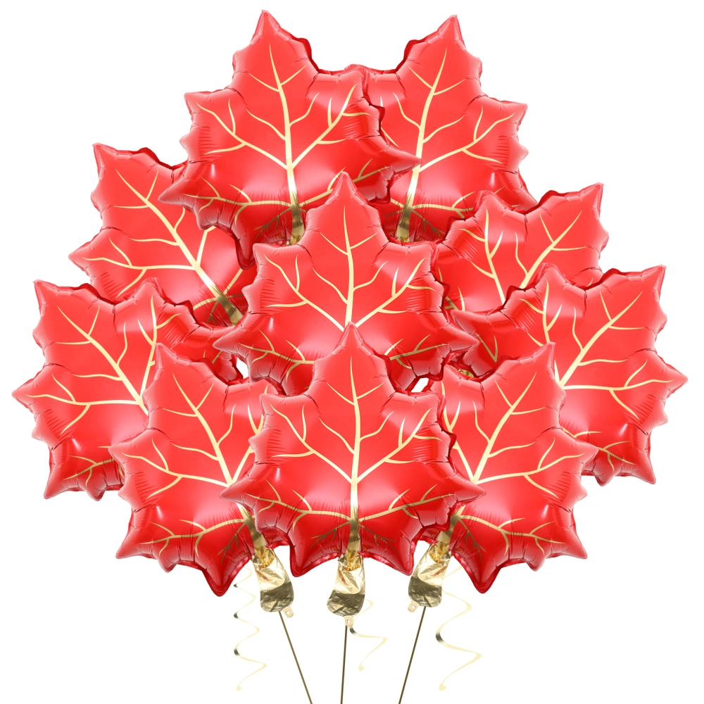 10pcs Foil Maple Leaf Balloons Thanksgiving Party Theme Balloons Party Favors