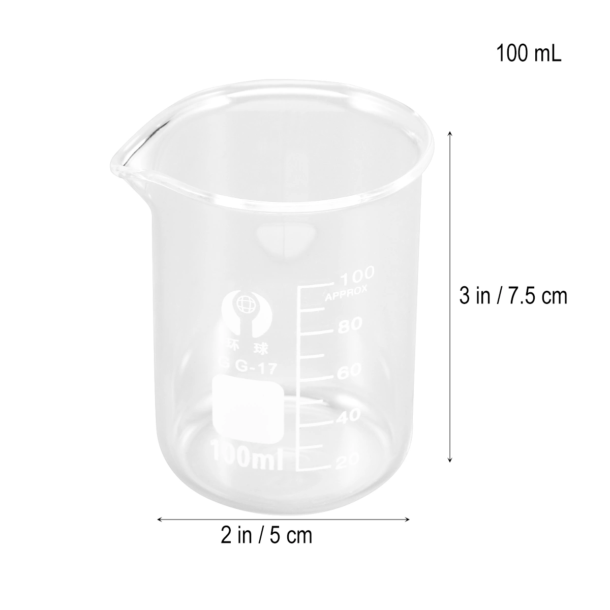 100ML Glass Beaker Premium Durable Graduated Household Kitchen Measuring Cup Drink Water Beaker Chemistry Glassware