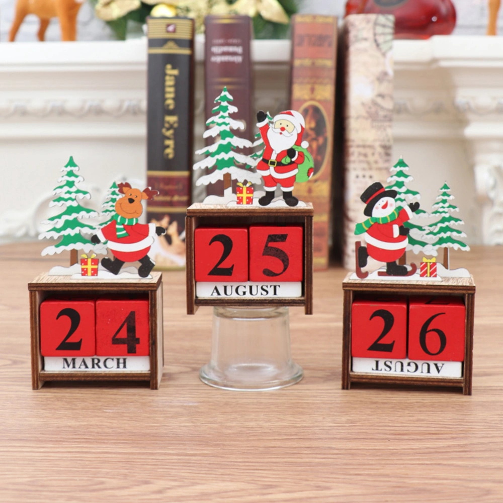 Christmas Wooden Calendar Countdown Block Calendar Christmas Decorations Supplies Desktop Adornment (Random Style)