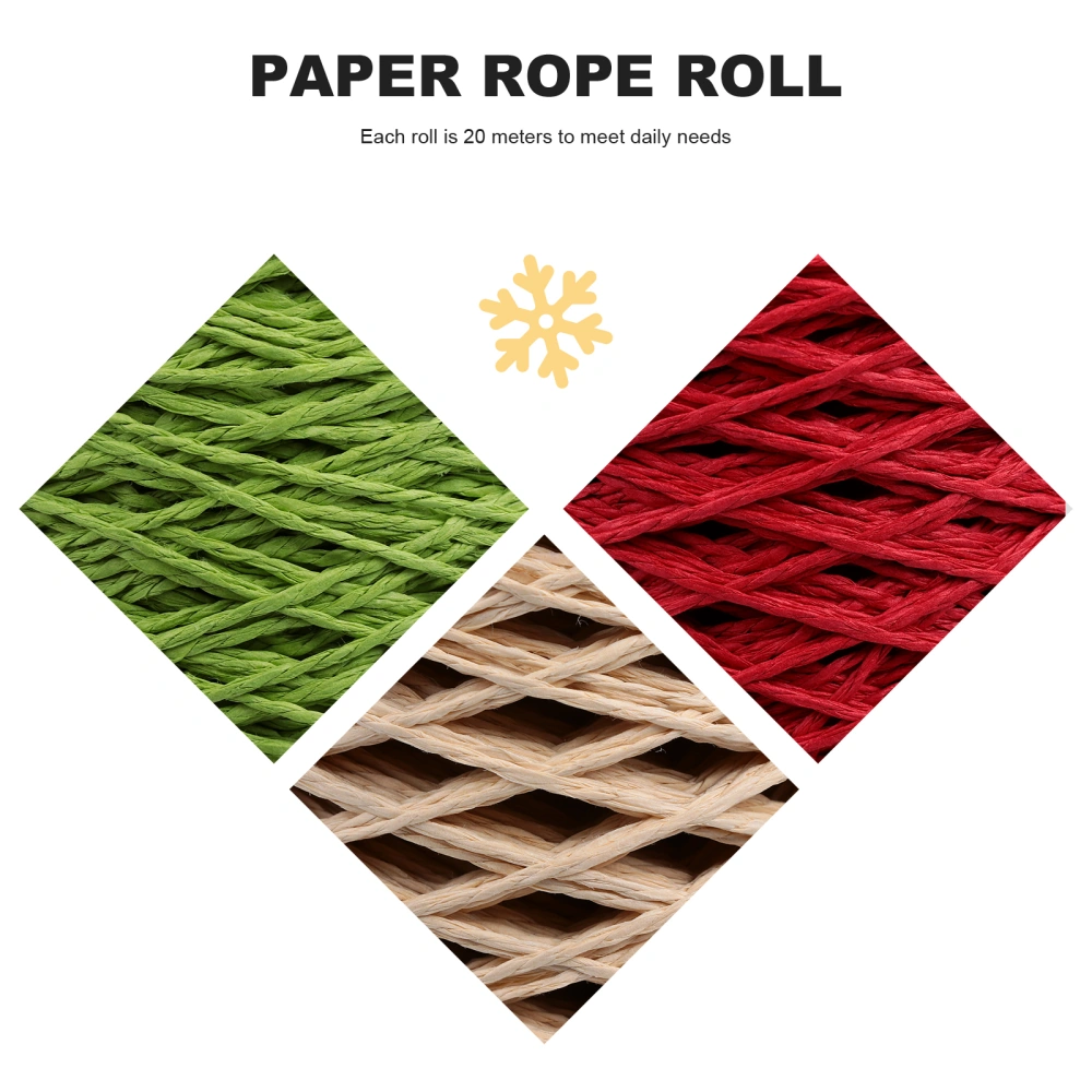 3 Rolls DIY Paper Ropes Chic Package Ropes Packing Ribbon Wrapping Paper Ribbon