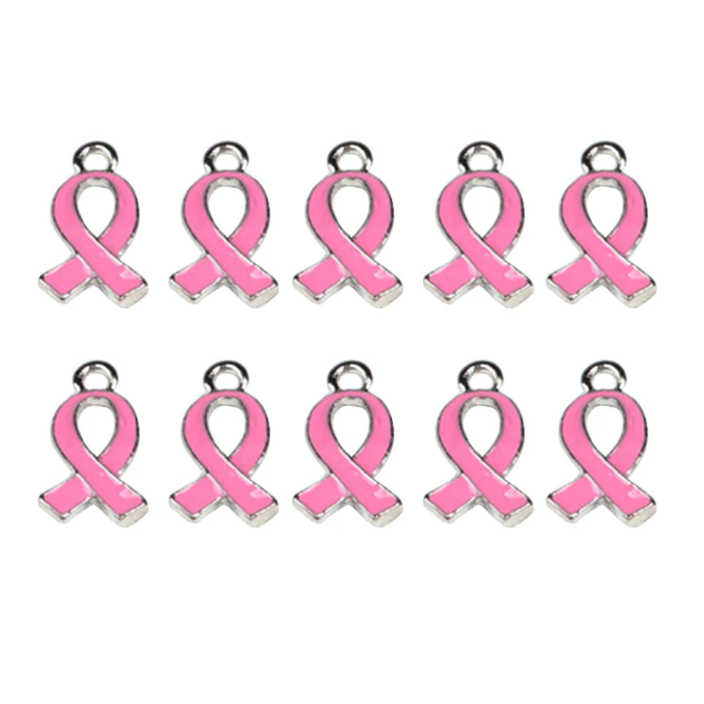 20pcs Elegant Metal Ribbon Pendant Alloy Charms Jewelry Making Accessories for Women Lady Girls (Pink)