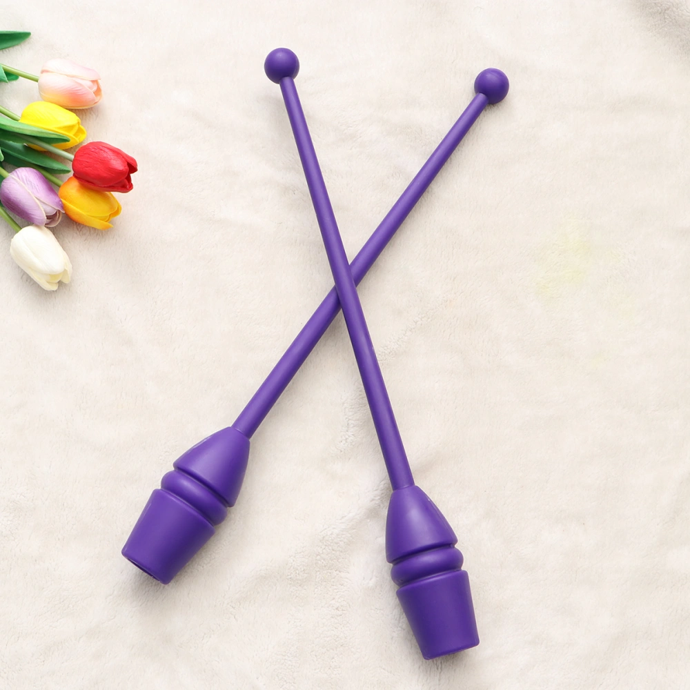 1 Pair Artistic Gymnastics Stick Rhythmic Gymnastics Stick Dancing Sports Fitness Equipment for Children Adults (Purple)