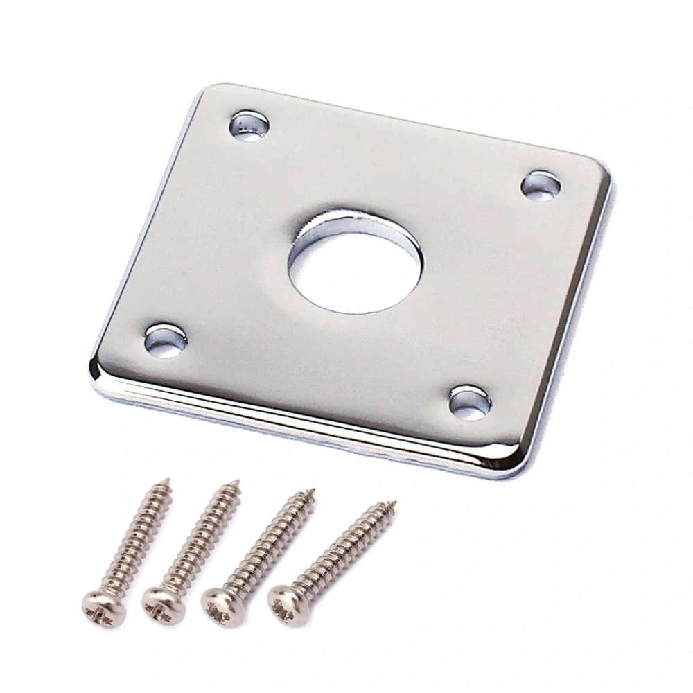 Square Guitar Jack Plate Guitar Pickup Output Input Jack Socket Plate Metal Jack Plate With Screws for Electric Guitar Bass (Silver)