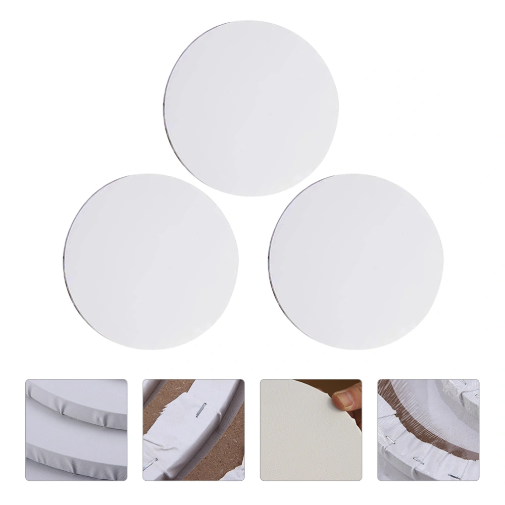 3 Pcs Blank Art Canvas Round Drawing Canvas Cotton Painting Holder DIY Accessory