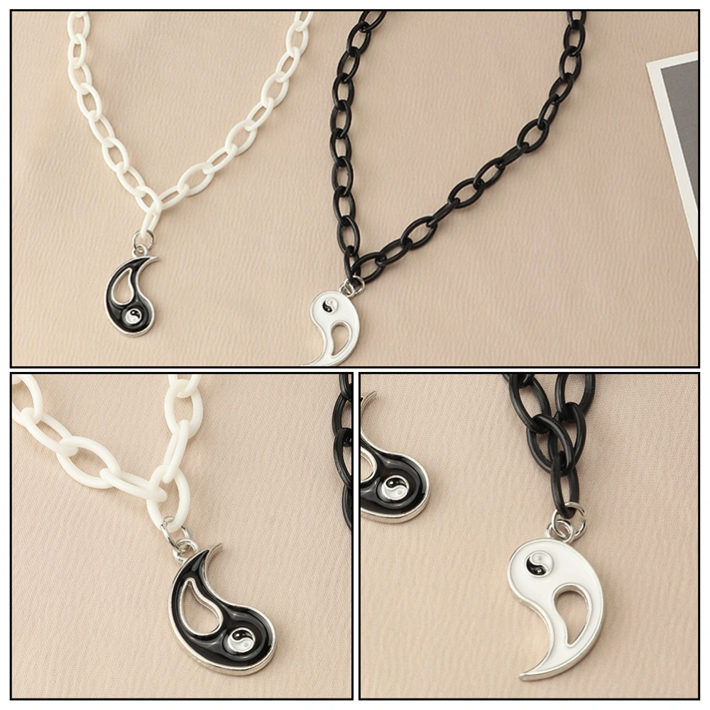 2Pcs Tai Chi Style Necklace Decorative Couple Necklace Lover Neck Accessories