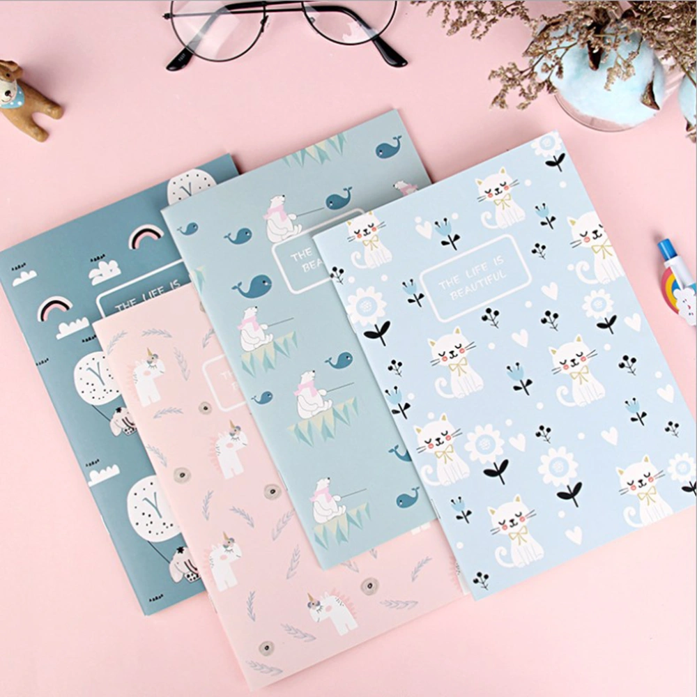 4pcs Creative Notebook Cartoon Fun Time Notepad Writting Tools for Home School Office Random Style