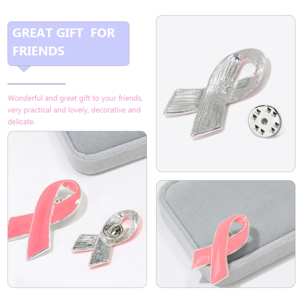 6pcs Pink Ribbon Pin Decor Women Breast Cancer Awareness Pink Ribbon Brooches