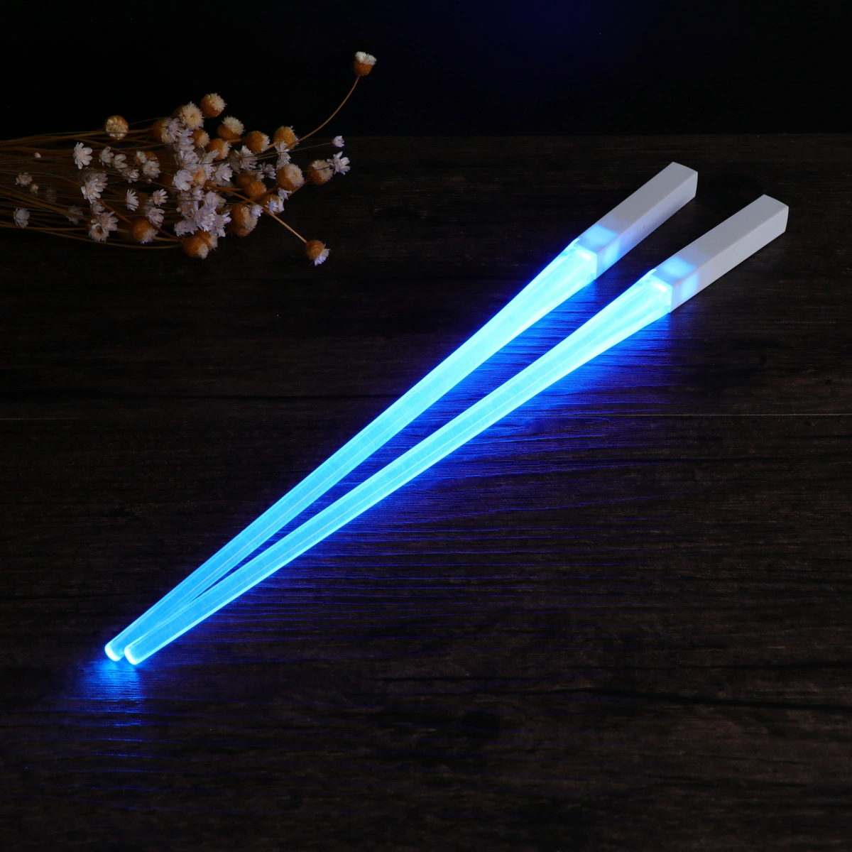 1 Pair of Light Up LED Lightsaber Chopsticks Durable Lightweight Portable BPA Free and Food Safe (Blue)