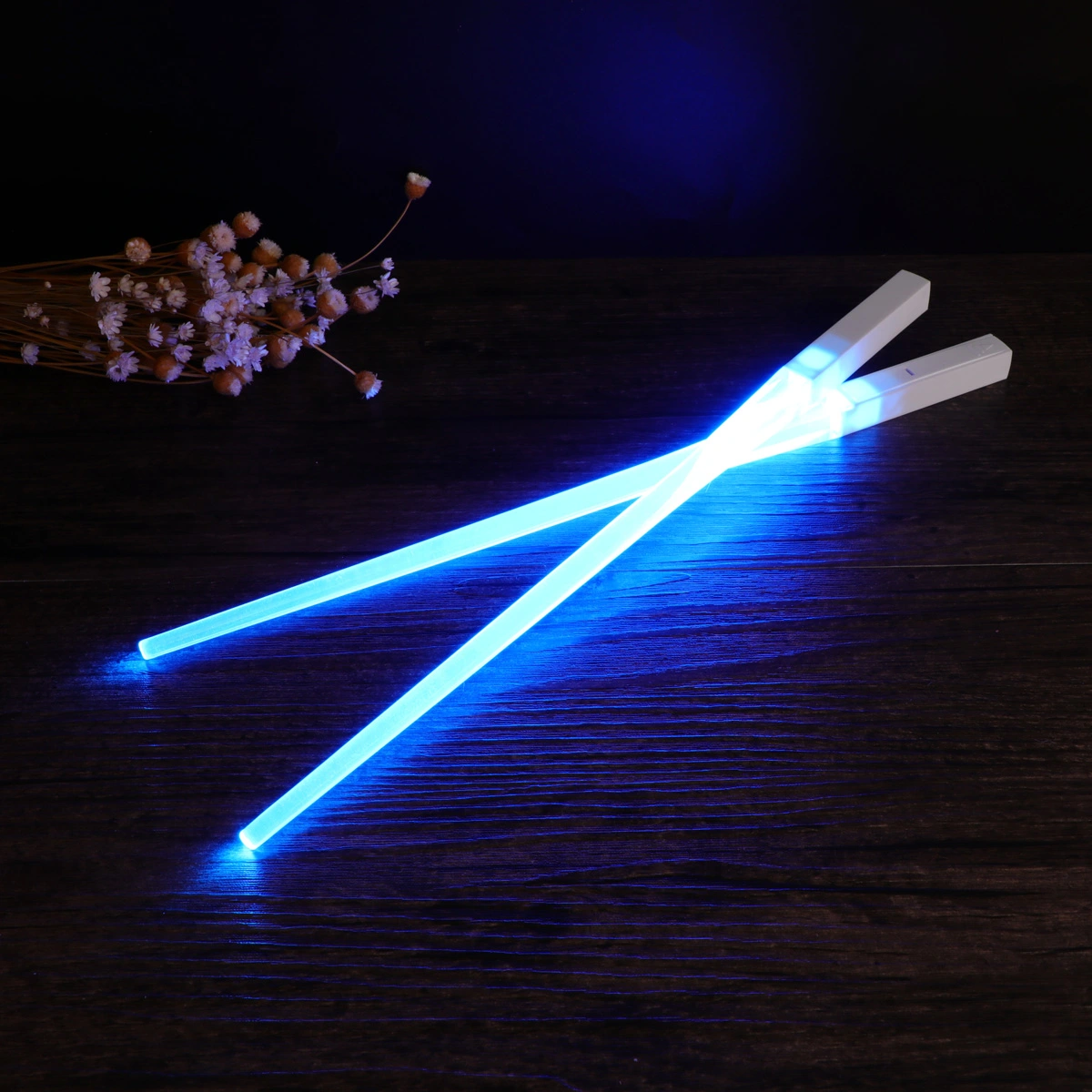 1 Pair of Light Up LED Lightsaber Chopsticks Durable Lightweight Portable BPA Free and Food Safe (Blue)