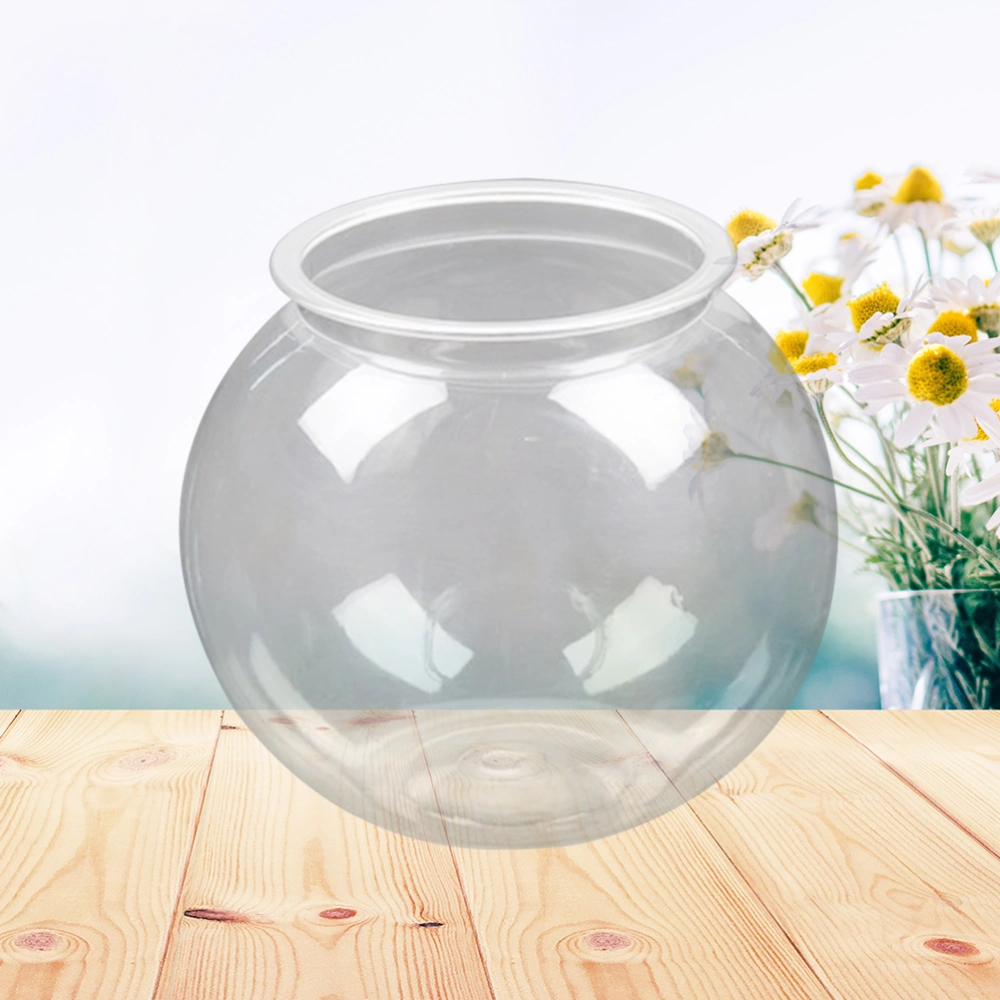 2pcs Mini Fish Tank Desktop Round Plastic PET Transparent Turtle Pet Container Water Plant Vase