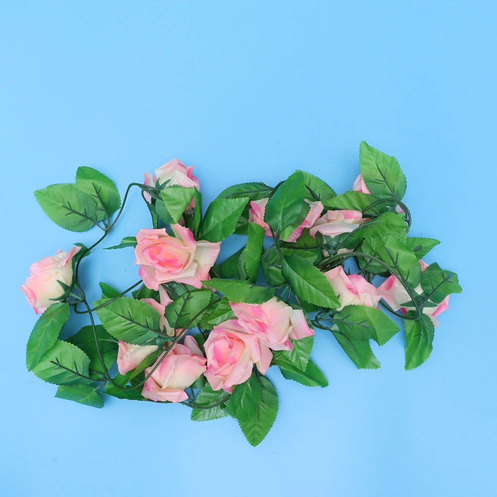 2 Pcs Artificial Simulation Rose Vine Fake Plastic Simulation Violet for Wedding Home Office Decoration (Deep Pink)