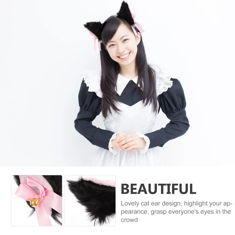 2pcs Lovely Cat Ear Shaped Hair Hoops Plush Headband Cosplay Hair Accessories