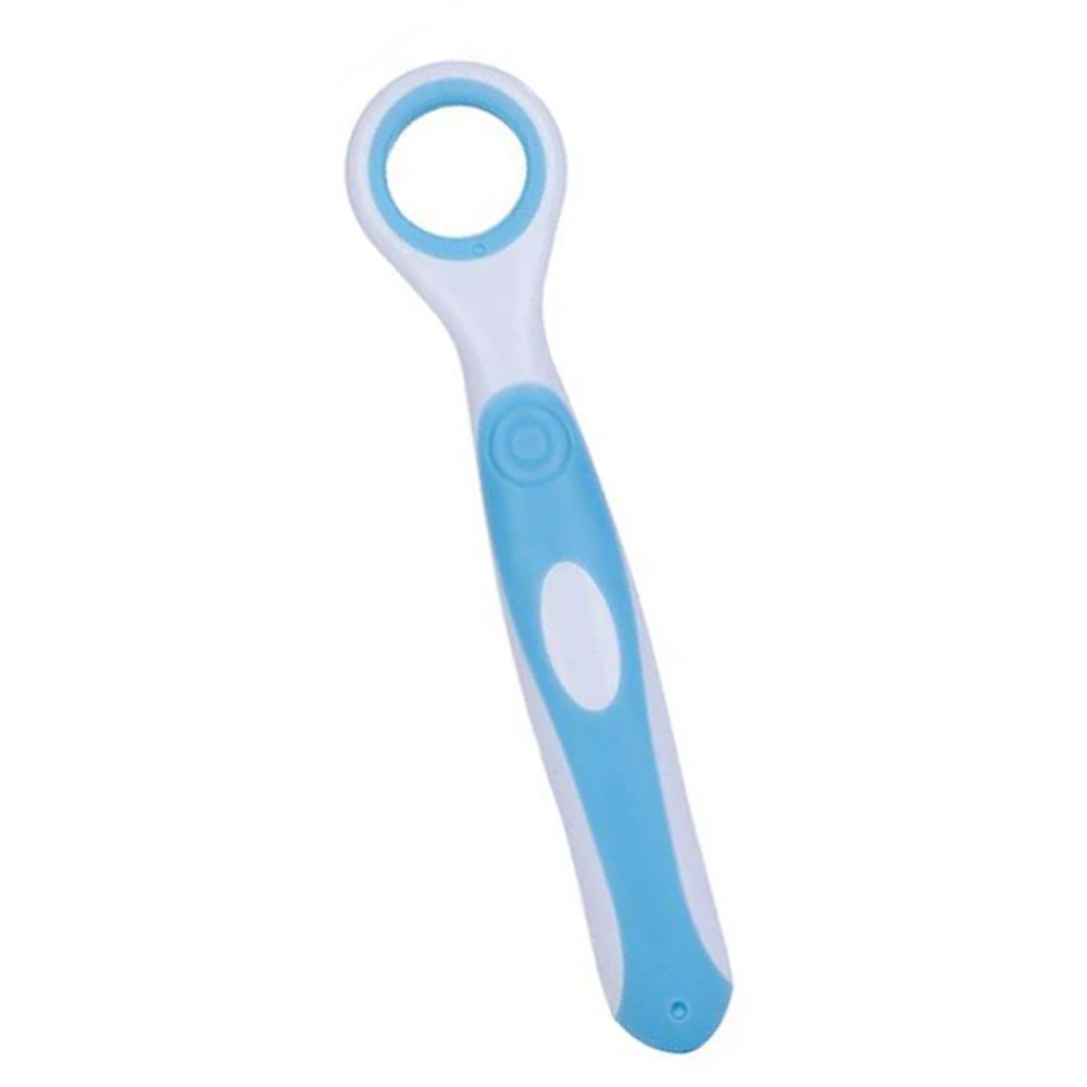 Children Tongue Scraper Cleaner Gentle Tongue Brush for Oral Care (Blue)