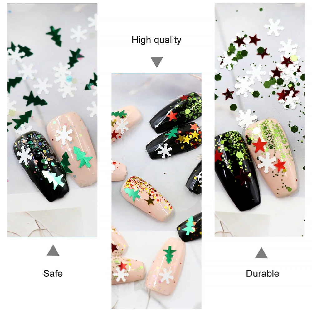 12 Boxes Christmas Nail Art Decals Snowflakes Xmas Tree Star Nail Sequins