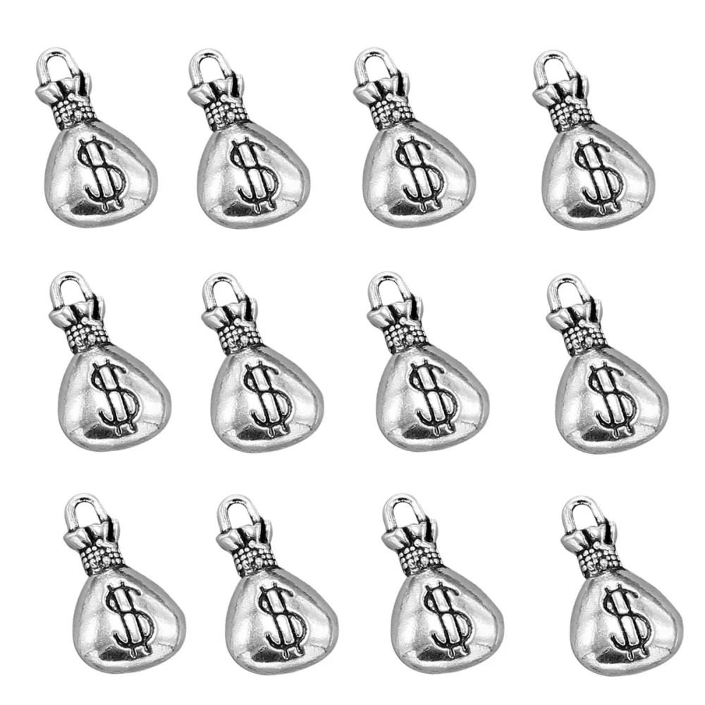 20pcs Alloy Money Bag Pendants Charms DIY Jewelry Making Accessory for Necklace Bracelet (Antique Silver)