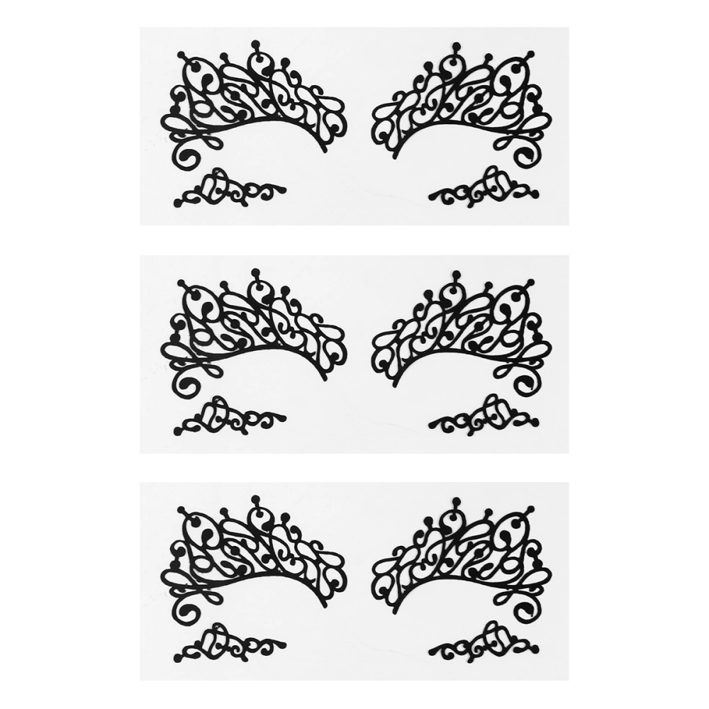 3 Pairs Temporary Eye Stickers Drama Fabric Black Lace Makeup Eye Liner Stickers