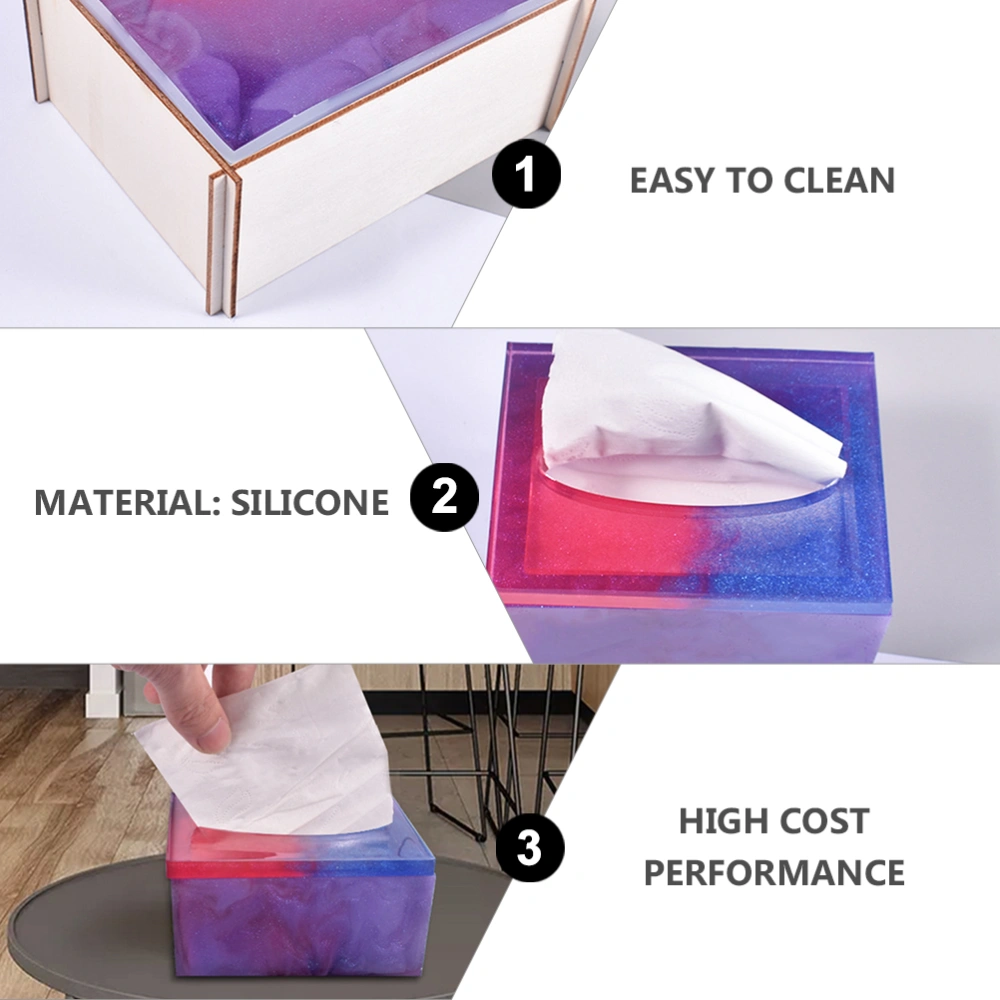 1 Set Tissue Box Mold DIY Silicone Tissue Holder Mold Tissue Storage Box Mould