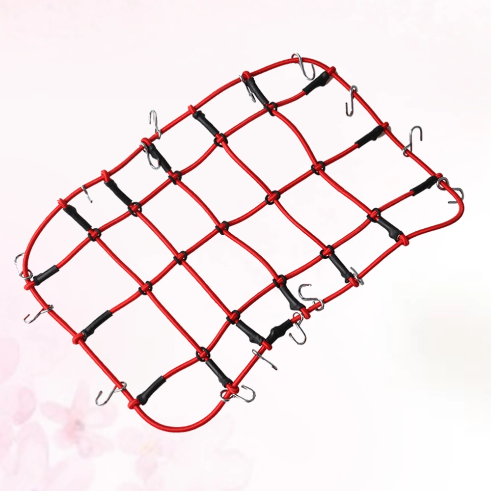 Car Luggage Net Elastic Car Roof Luggage Net Rack Storage Net with Hooks for 1:10 Crawler (Red)