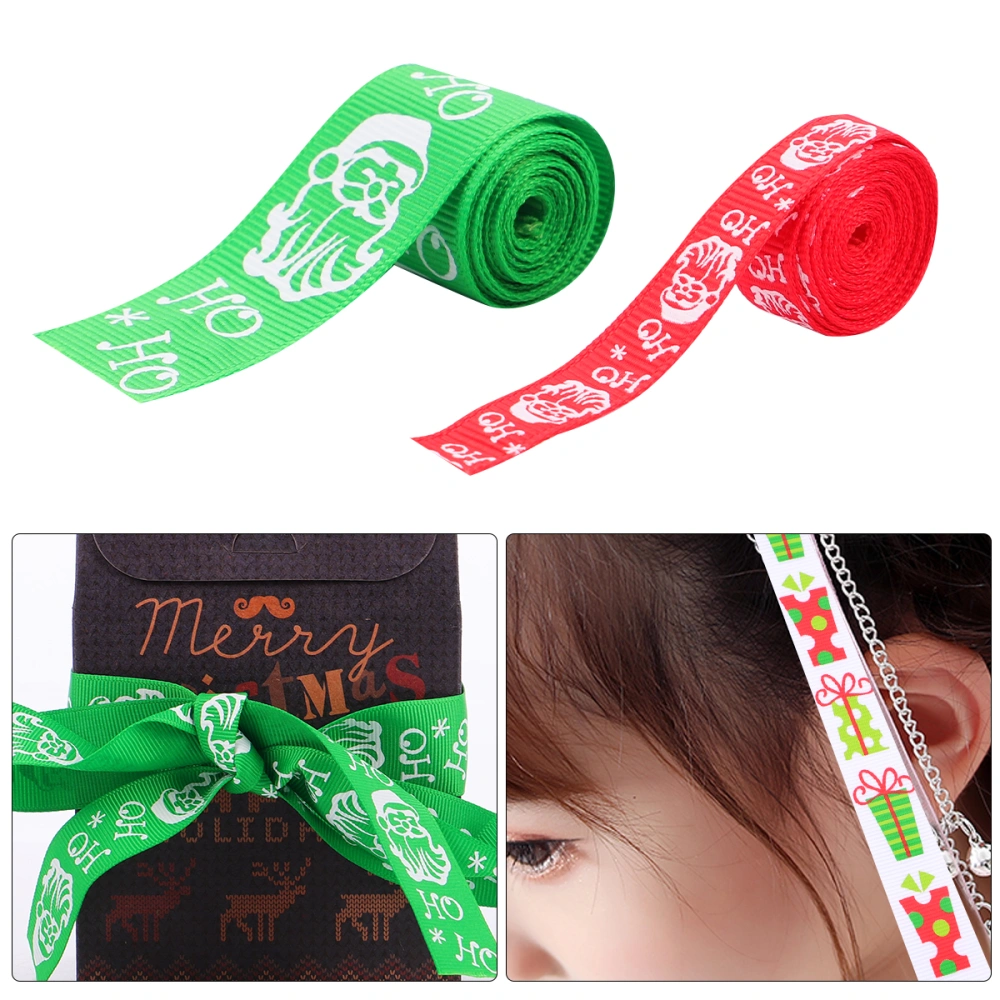 12pcs Christmas Printed Ribbon Polyester Ribbon for Gift Wrap (Random Pattern)