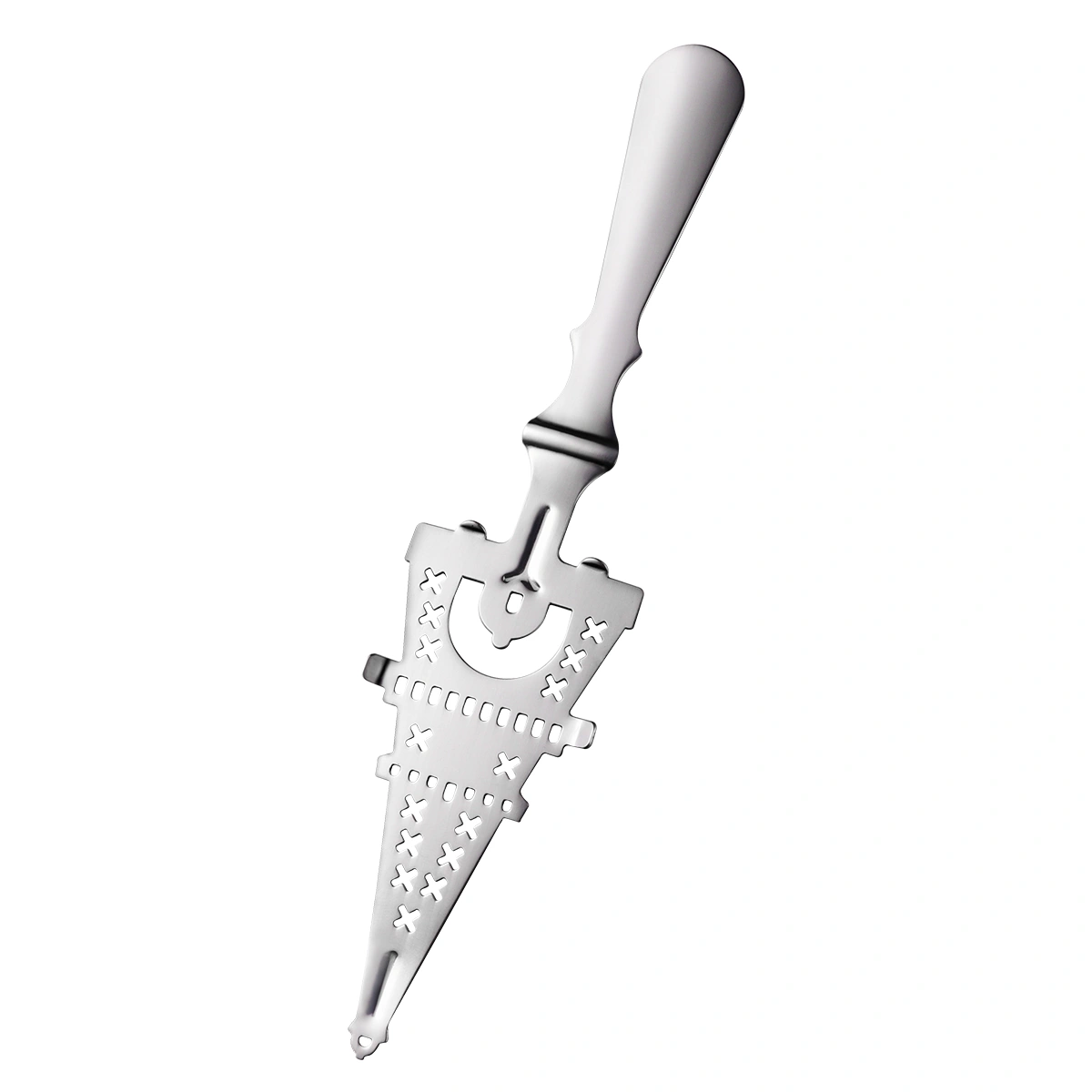 Stainless Steel Cube Sugar Colander Ladle Ice Strainer Colander Slotted Spoon Bar Strainer Absinthe Filter Spoon Cooking Utensil (Iron Tower Silver)