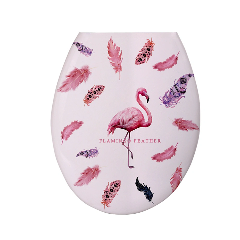 Toilet Seat Cover U Shaped Bathroom Seat Cover Hinge PVC Toilet Cover Plate Bathroom Toilet Lid for Home Hotel (18 Inch Flamingo Prints)