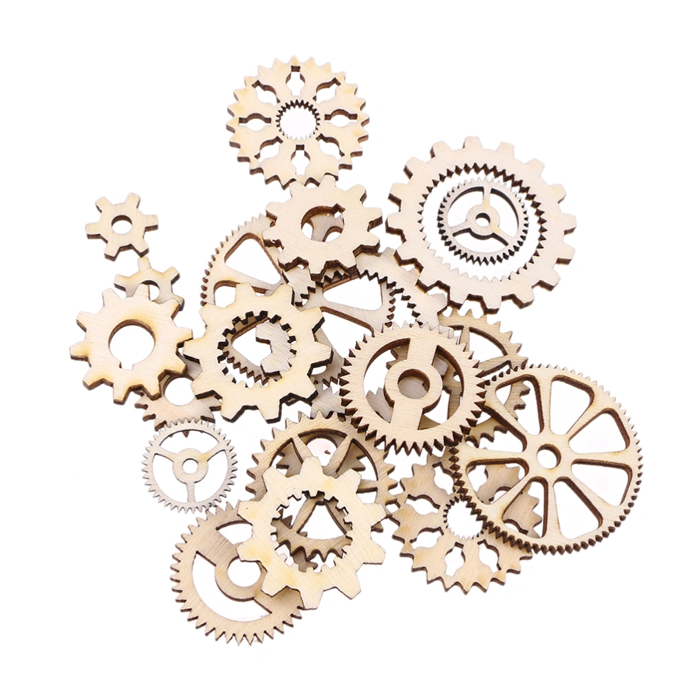 100pcs Wooden Gear Craft Embellishment Gift Tag Wood Ornaments for DIY Toys Drawing Craft (About 25mm, 50pcs A Pack)