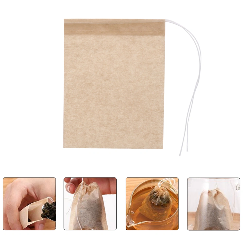 100Pcs Disposable Tea Bags Drawstring Seal Filter Bags Loose Leaf Holder