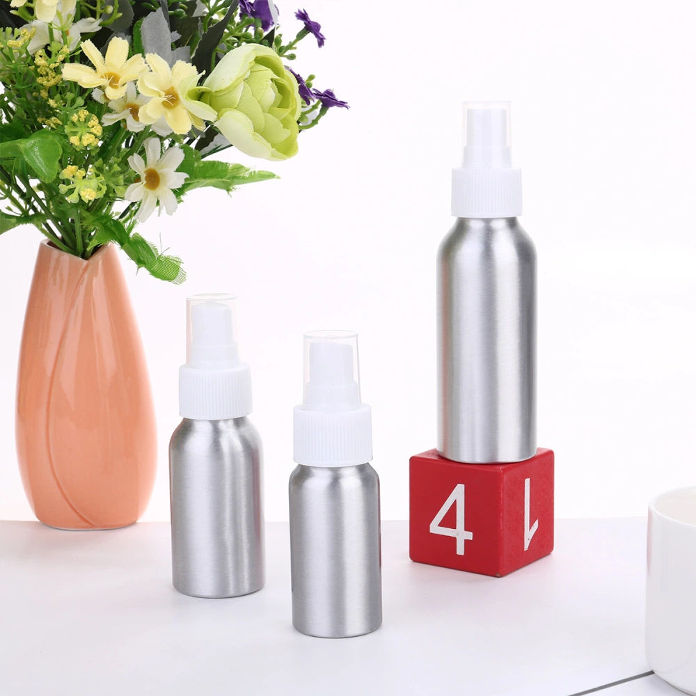 3Pc 30ML 50ML 100ML Aluminum Perfume Bottle Spray Nozzle Bottle Hand Sanitizer Bottle Travel Bottle Aluminium Refillable Liquid Bottle (White)