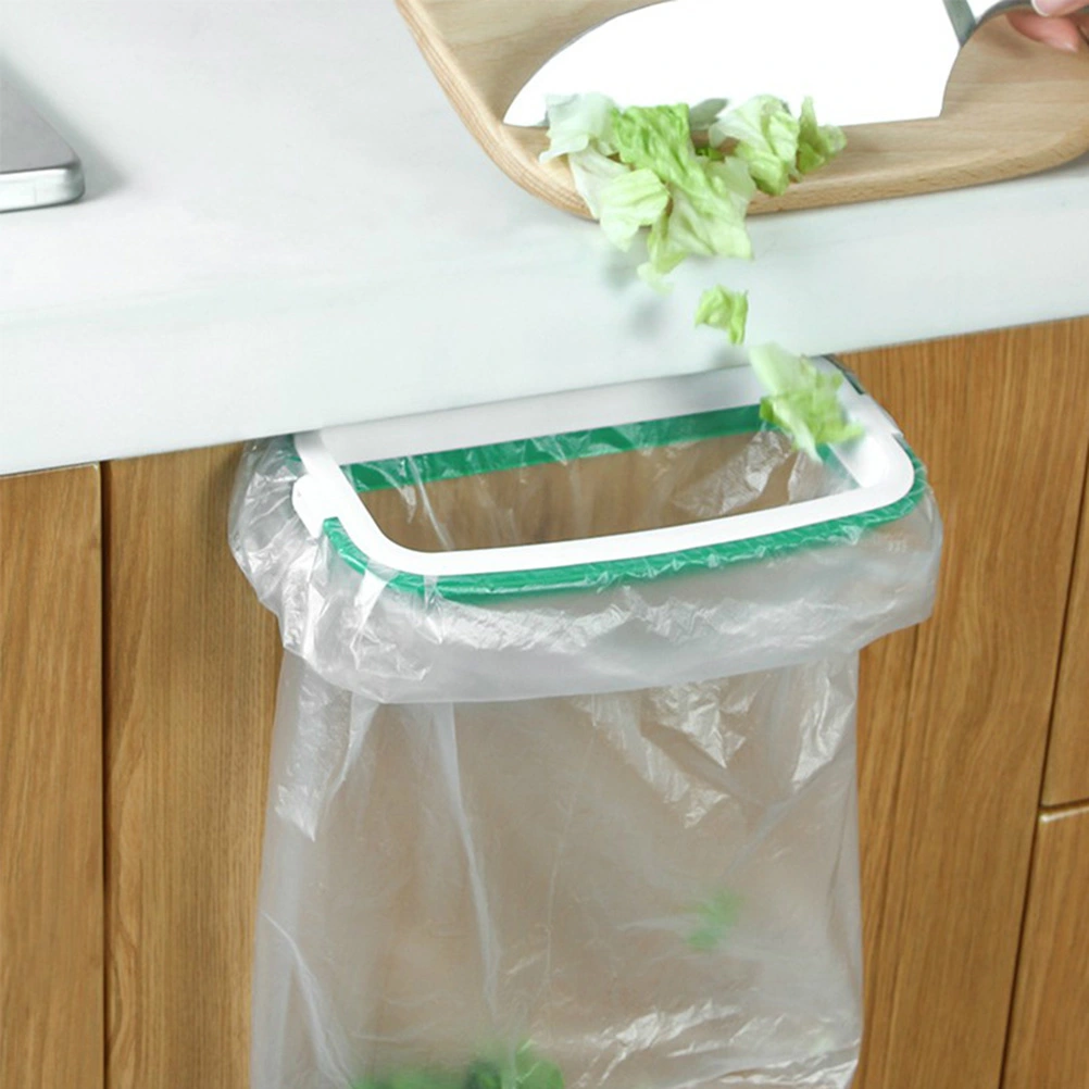 Plastic Garbage Bag Rack Over Cabinet Door Trash Bags Holder Multifunction Storage Shelf