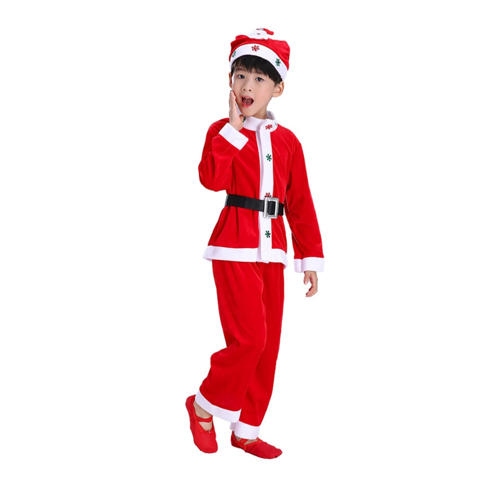 Children Christmas Santa Claus Suit Party Dressed Up Clothing Christmas Themed Cosplay Costume for Boy - Hat Coat Trousers Belt(170cm)