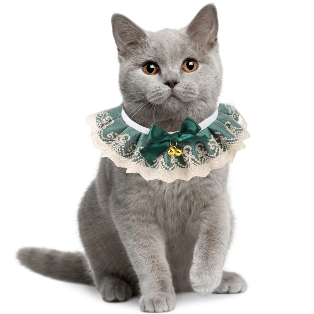 1PC Pet Bell Lace Scarf Practical Pet Cat Dog Rabbit Neckerchief (M (25-30CM)