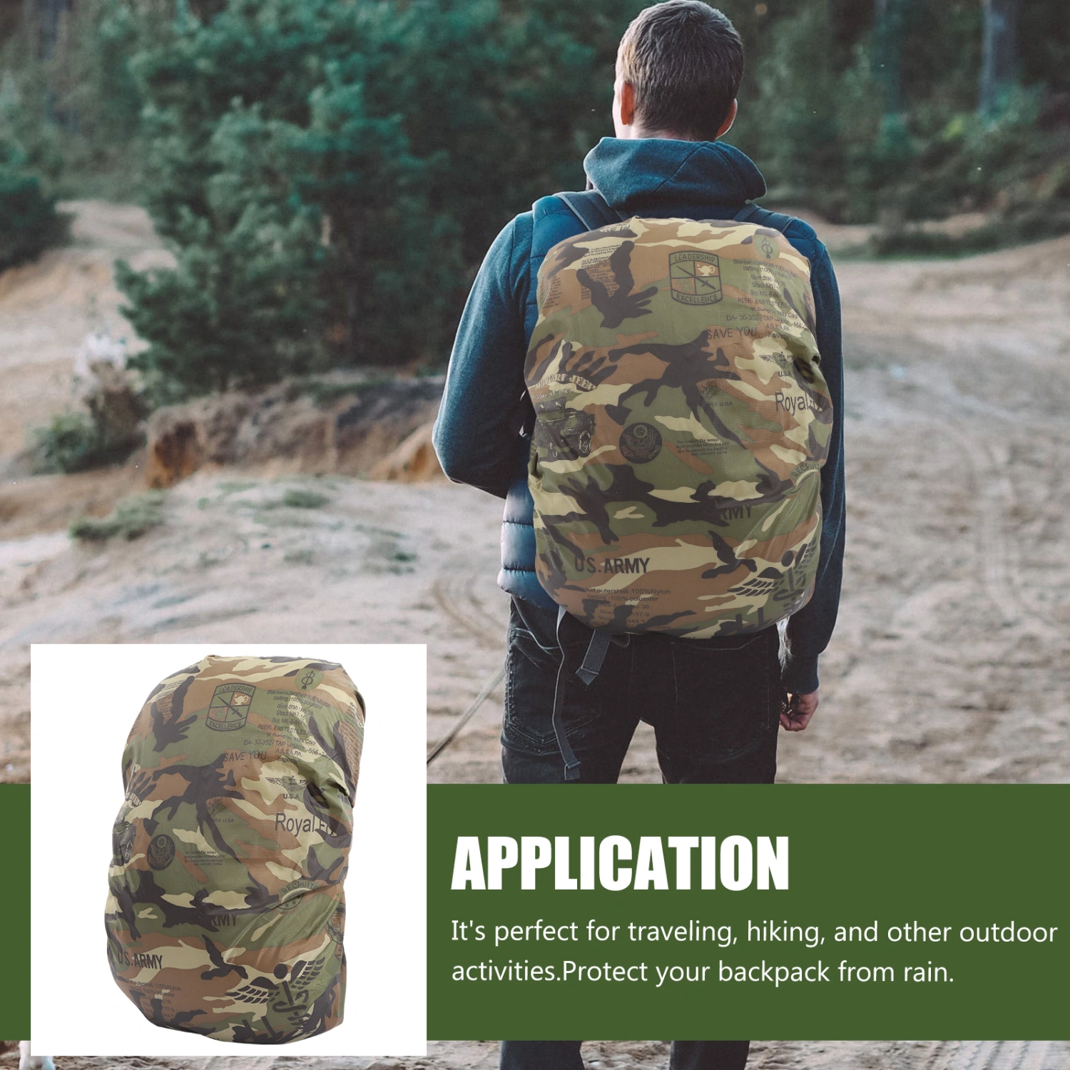 Backpack Rain Cover Protection Safety Case for Hiking / Camping / Traveling (Random Grain Pattern)