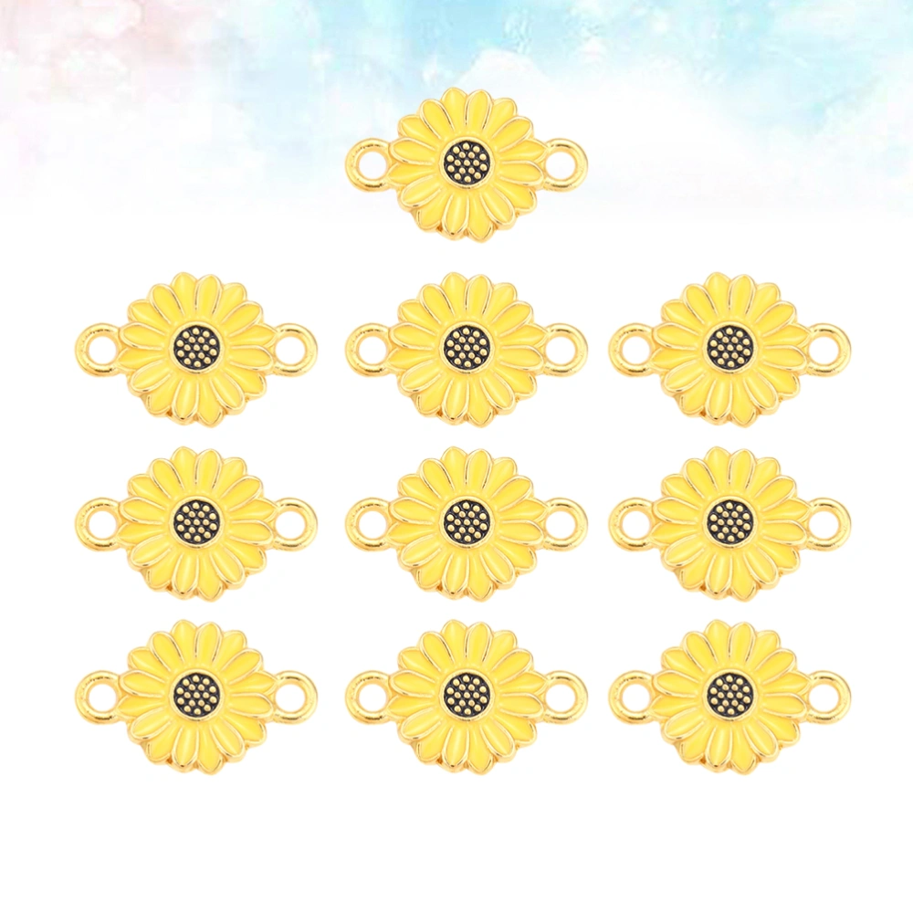 10 Packs of DIY Jewelry Accessories Daisy Shaped Hanging Pendant Alloy Handmade Pendant Supplies Size 2 Yellow