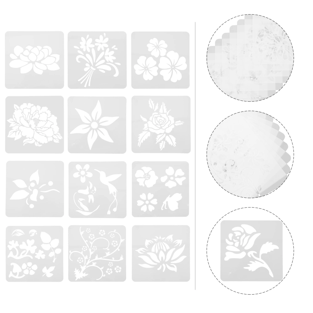 16pcs Creative Bird Flower Painting Stencils DIY Hollow Drawing Templates