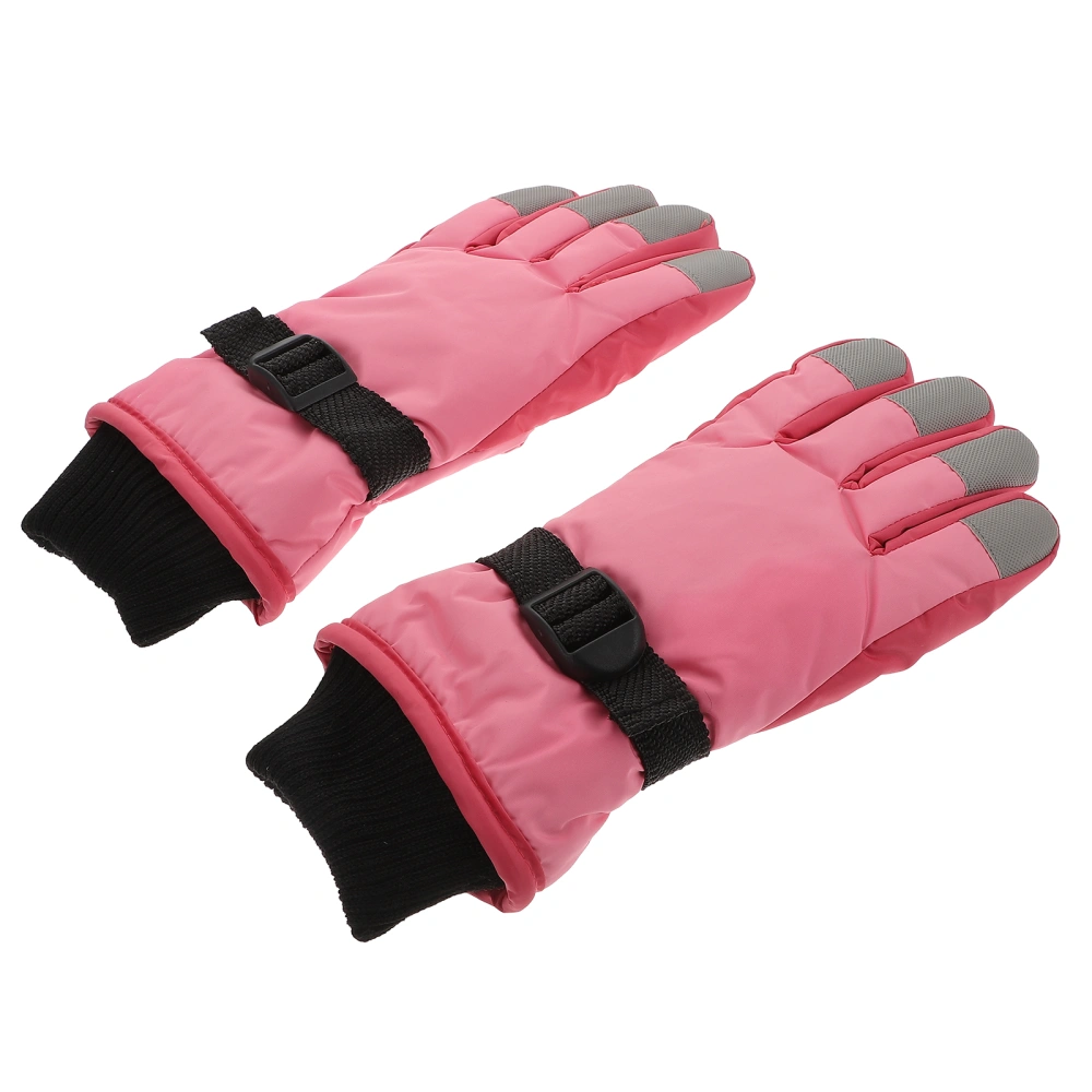 1 Pair Classic Style Waterproof Skiing Gloves Kids Thickened Winter Gloves