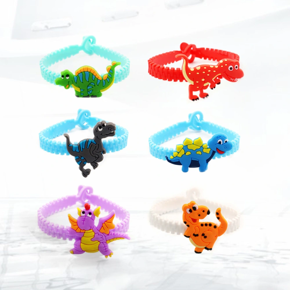 12Pcs Children Dinosaur Style Bracelet Colorful Wristbands Decoration Kids PVC Bracelet Hand Rings for Gifts Birthday Party Favor Supplies Novelty Toys and School Rewards